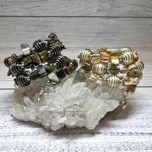 Black and Beige Beaded Bracelet Set (219)